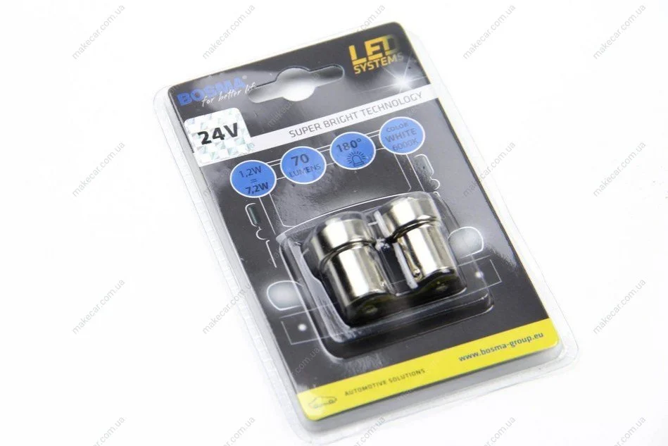 <strong>Автолампа BA15S LED 24V 4XSMD 5050 LED WHITE (2 шт) Bosma 5417 (фото 1)</strong>