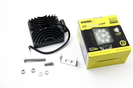Фара додат.WORK LED LAMP 12/24V 9XLED EPISTAR 3W 1600 LM 60° квадратна) для Bosma 6100 фото товару