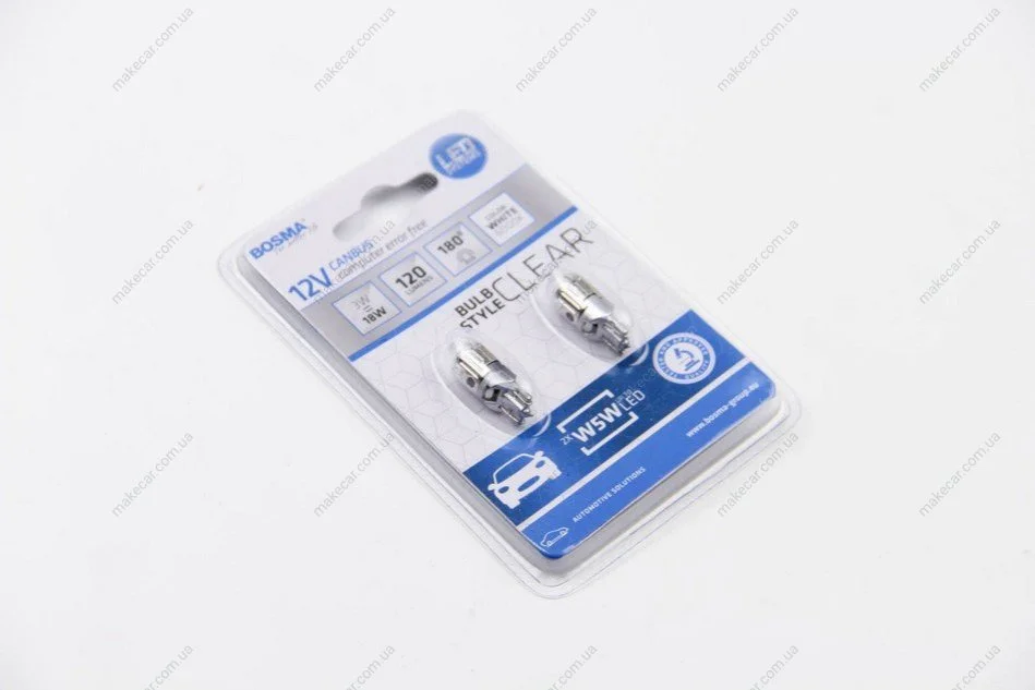 <strong>Автолампа T10 12V 1xLED CREE2525 WHITE 6000K CLEAR BULB STYLE DOUBLE POLARITY CANBUS (2 шт) Bosma 6537 (фото 1)</strong>
