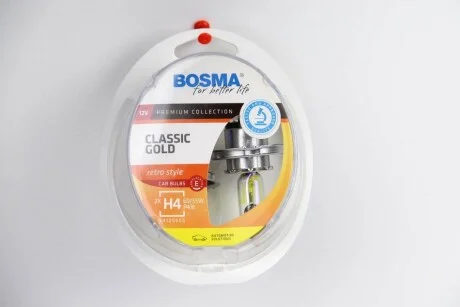 Автолампа H4 CLASSIC GOLD 12V 60/55W P43T Упаковка 2шт для Bosma 8917 фото товару