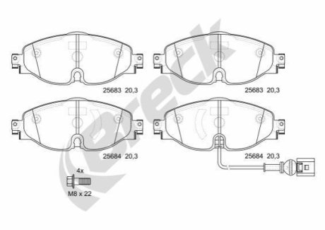 Комплект гальмівних колодок BRECK 25683 00 701 00