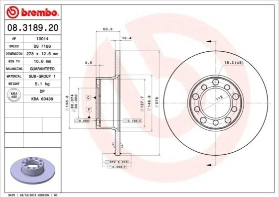 <strong>Гальмівний диск BREMBO 08.3189.20 (фото 1)</strong>