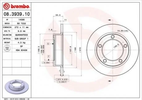 Гальмівний диск для BREMBO 08.3939.10 фото товару