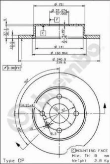 Гальмівний диск для BREMBO 08.7626.75 фото товару