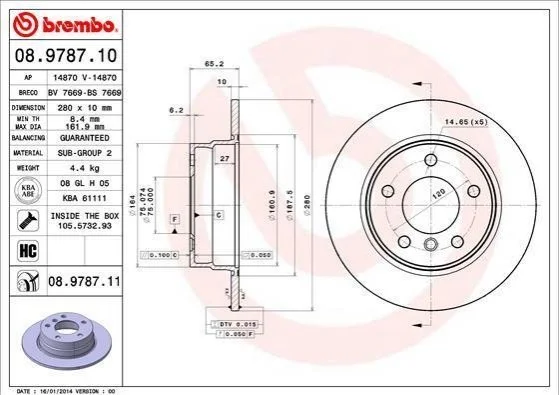 <strong>Гальмівний диск BREMBO 08.9787.11 (фото 1)</strong>