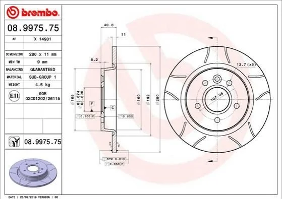 <strong>Гальмівний диск BREMBO 08.9975.75 (фото 1)</strong>