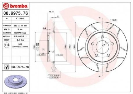 Гальмівний диск BREMBO 08.9975.76 (фото 1)