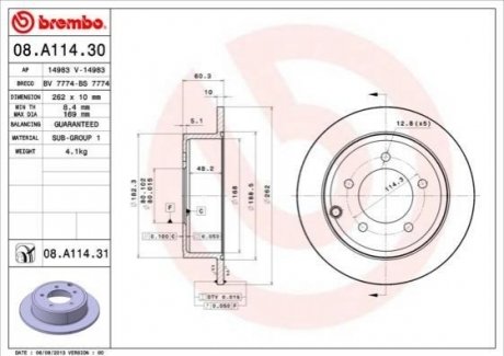 Гальмівний диск BREMBO 08.A114.31