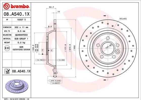 <strong>Гальмівний диск BREMBO 08.A540.1X (фото 1)</strong>