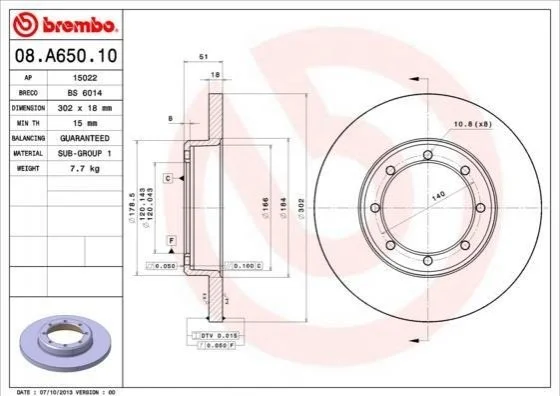 <strong>Гальмівний диск BREMBO 08.A650.10 (фото 1)</strong>