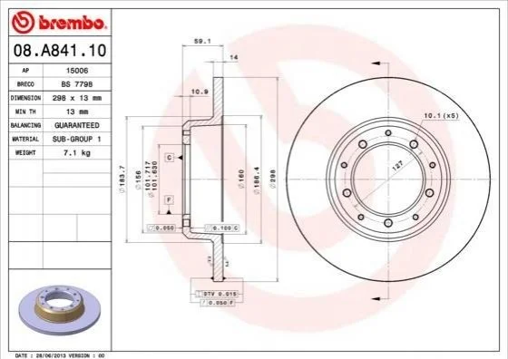 <strong>Гальмівний диск BREMBO 08.A841.10 (фото 1)</strong>