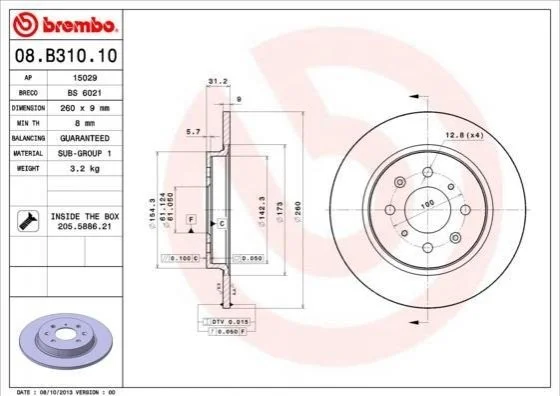 <strong>Гальмівний диск BREMBO 08.B310.10 (фото 1)</strong>