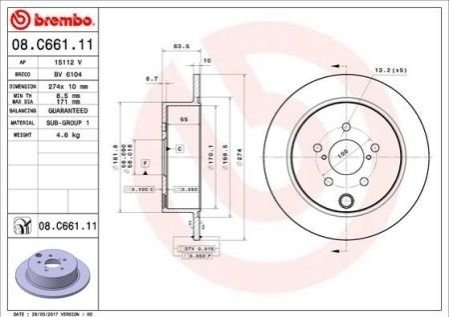 Гальмівний диск BREMBO 08.C661.11 (фото 1)