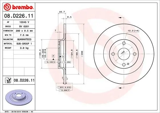 <strong>Гальмівний диск BREMBO 08D22611 (фото 1)</strong>