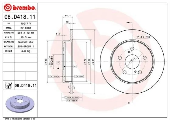 <strong>Гальмівний диск BREMBO 08.D418.11 (фото 1)</strong>