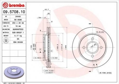 Тормозной диск BREMBO 09.5708.10 (фото 1)