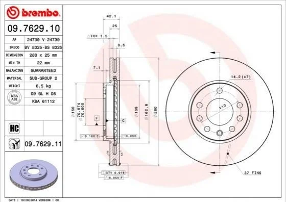 <strong>Гальмівний диск BREMBO 09.7629.10 (фото 1)</strong>