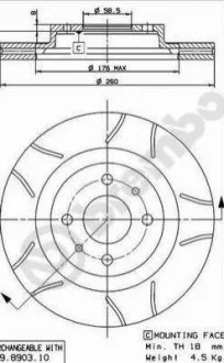 Гальмівний диск для BREMBO 09.8903.75 фото товару