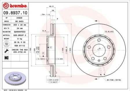 <strong>Гальмівний диск BREMBO 09.8937.11 (фото 1)</strong>