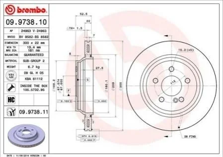 Тормозной диск Brembo Painted disk для BREMBO 09.9738.11 фото товара