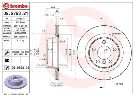 Гальмівний диск для BMW BREMBO 09.9793.21 фото товару