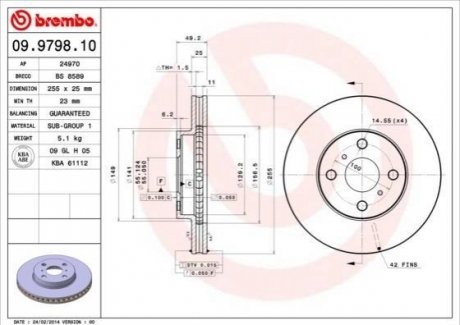 Гальмівний диск BREMBO 09.9798.10 (фото 1)