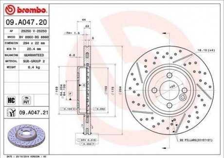Гальмівний диск BREMBO 09.A047.21