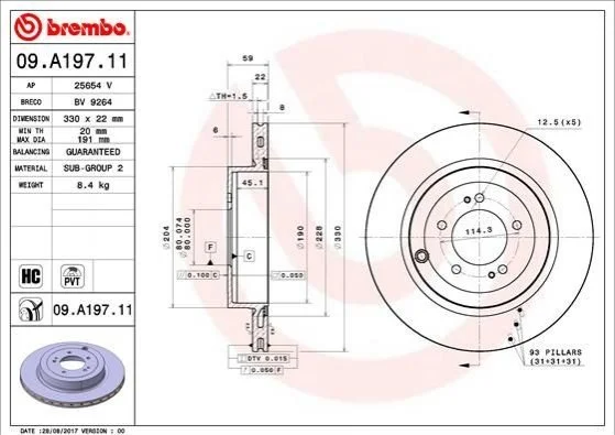 <strong>Тормозной диск Brembo BREMBO 09.A197.11 (фото 1)</strong>