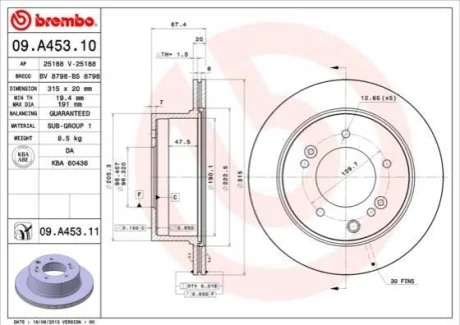Гальмівний диск для BREMBO 09.A453.11 фото товару