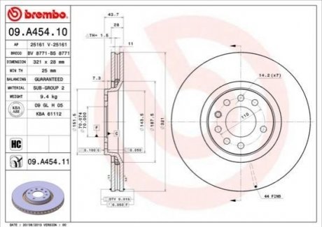 Тормозной диск BREMBO 09.A454.11 (фото 1)