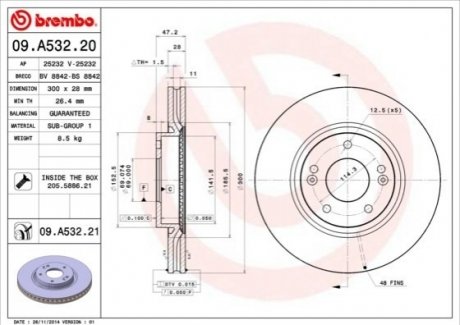 Тормозной диск BREMBO 09.A532.20