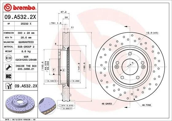 <strong>Гальмівні диски BREMBO 09A5322X (фото 1)</strong>