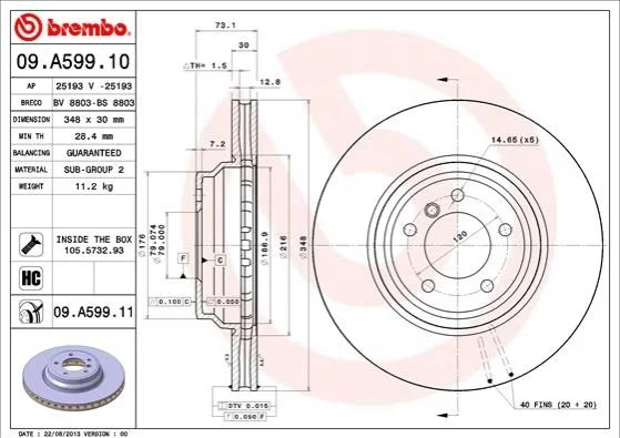 <strong>Гальмівний диск BREMBO 09.A599.11 (фото 1)</strong>