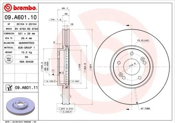 <strong>Диск гальмівний BREMBO 09.A601.10 (фото 1)</strong>