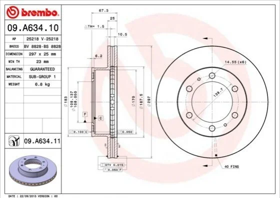 <strong>Диск гальмівний BREMBO 09.A634.10 (фото 1)</strong>