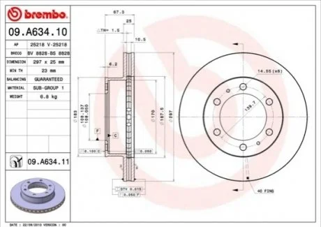 Диск гальмівний для BREMBO 09.A634.10 фото товару