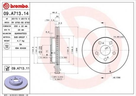 Тормозной диск BREMBO 09.A713.11 (фото 1)