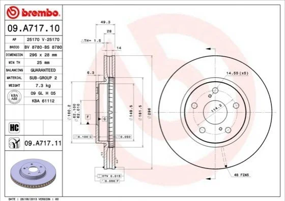 <strong>Диск гальмівний BREMBO 09.A717.11 (фото 1)</strong>