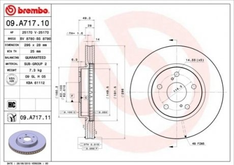 Тормозной диск Painted disk BREMBO 09.A717.11