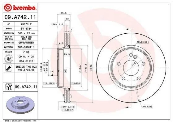 <strong>Диск гальмівний BREMBO 09.A742.11 (фото 1)</strong>