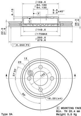 <strong>Тормозной диск BREMBO 09.A761.11 (фото 1)</strong>