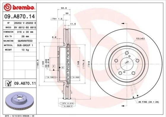 <strong>Гальмівний диск Brembo Painted disk BREMBO 09.A870.11 (фото 1)</strong>