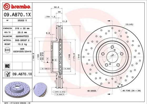 <strong>Гальмівний диск BREMBO 09.A870.1X (фото 1)</strong>