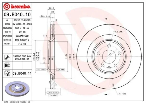 <strong>Гальмівний диск BREMBO 09.B040.11 (фото 1)</strong>
