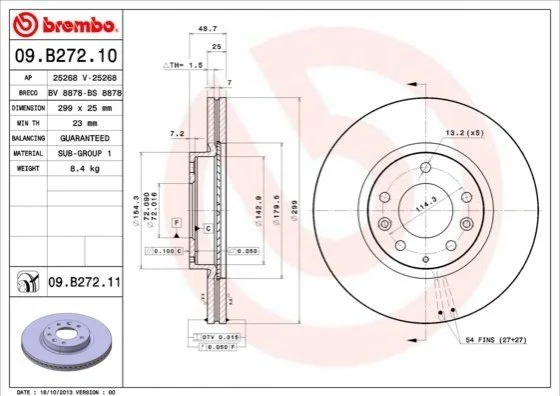 <strong>Гальмівний диск BREMBO 09.B272.10 (фото 1)</strong>