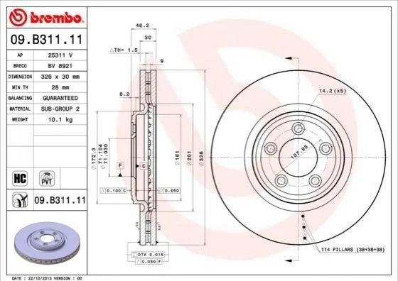 <strong>Гальмівний диск BREMBO 09.B311.11 (фото 1)</strong>