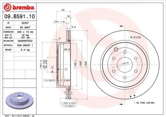 <strong>Диск гальмівний BREMBO 09.B591.10 (фото 1)</strong>