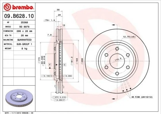 <strong>Диск гальмівний BREMBO 09.B628.10 (фото 1)</strong>