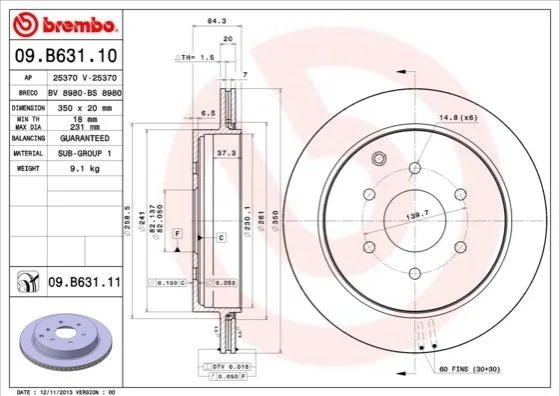 <strong>Диск гальмівний BREMBO 09.B631.11 (фото 1)</strong>