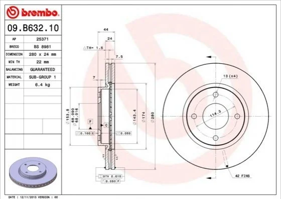 <strong>Диск гальмівний BREMBO 09.B632.10 (фото 1)</strong>
